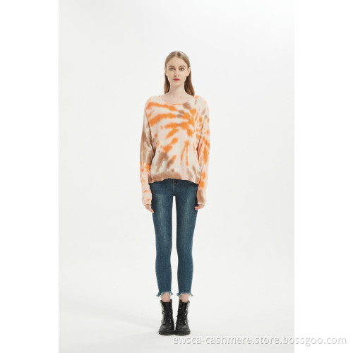High Quality Ladies Tie Dye Wool Cashmere Jumper